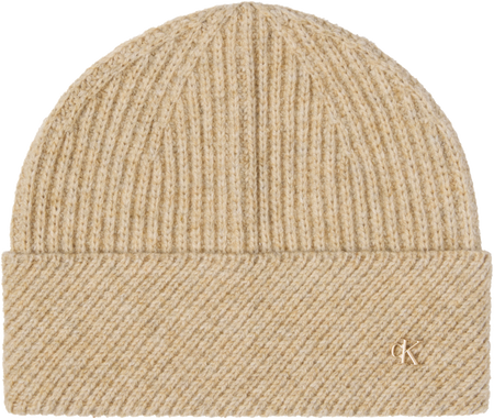 Calvin Klein Metal Wool Slanted Rib Beanie Hat