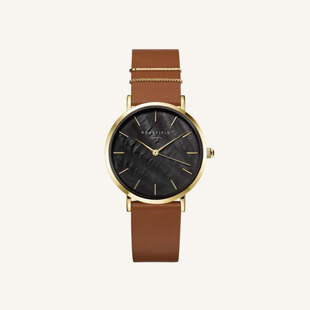 Rosefield West Village Black Cognac Watch