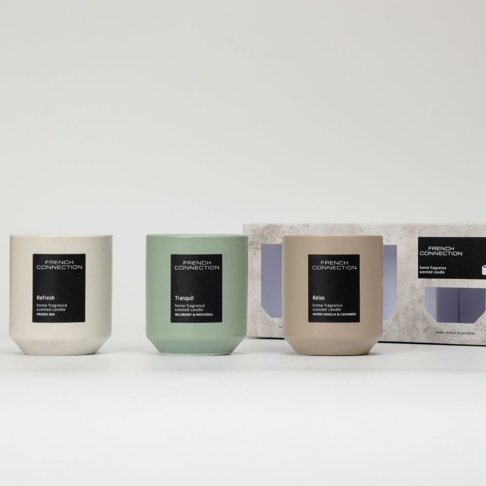 طقم هدية فرنش كونكشن Stone Range Trio Of Candles Gift Set