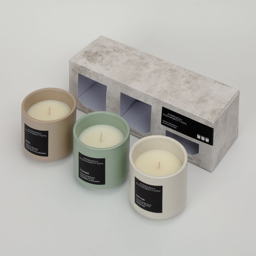 طقم هدية فرنش كونكشن Stone Range Trio Of Candles Gift Set