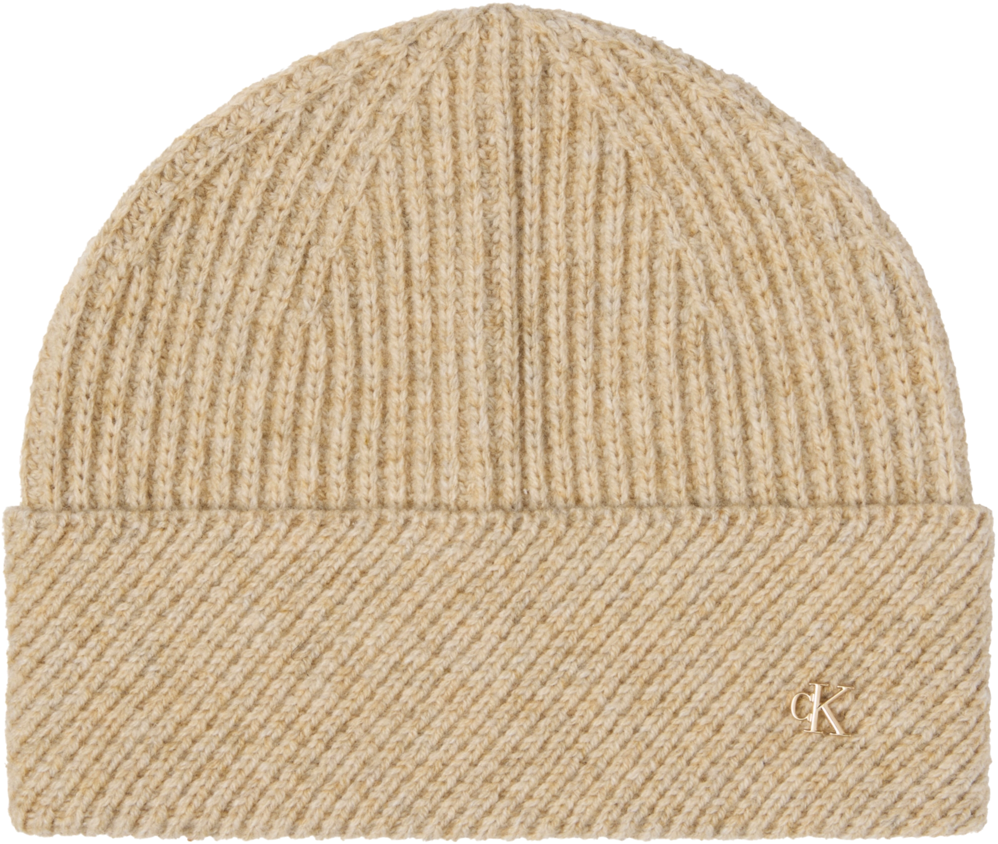 Calvin Klein Metal Wool Slanted Rib Beanie Hat