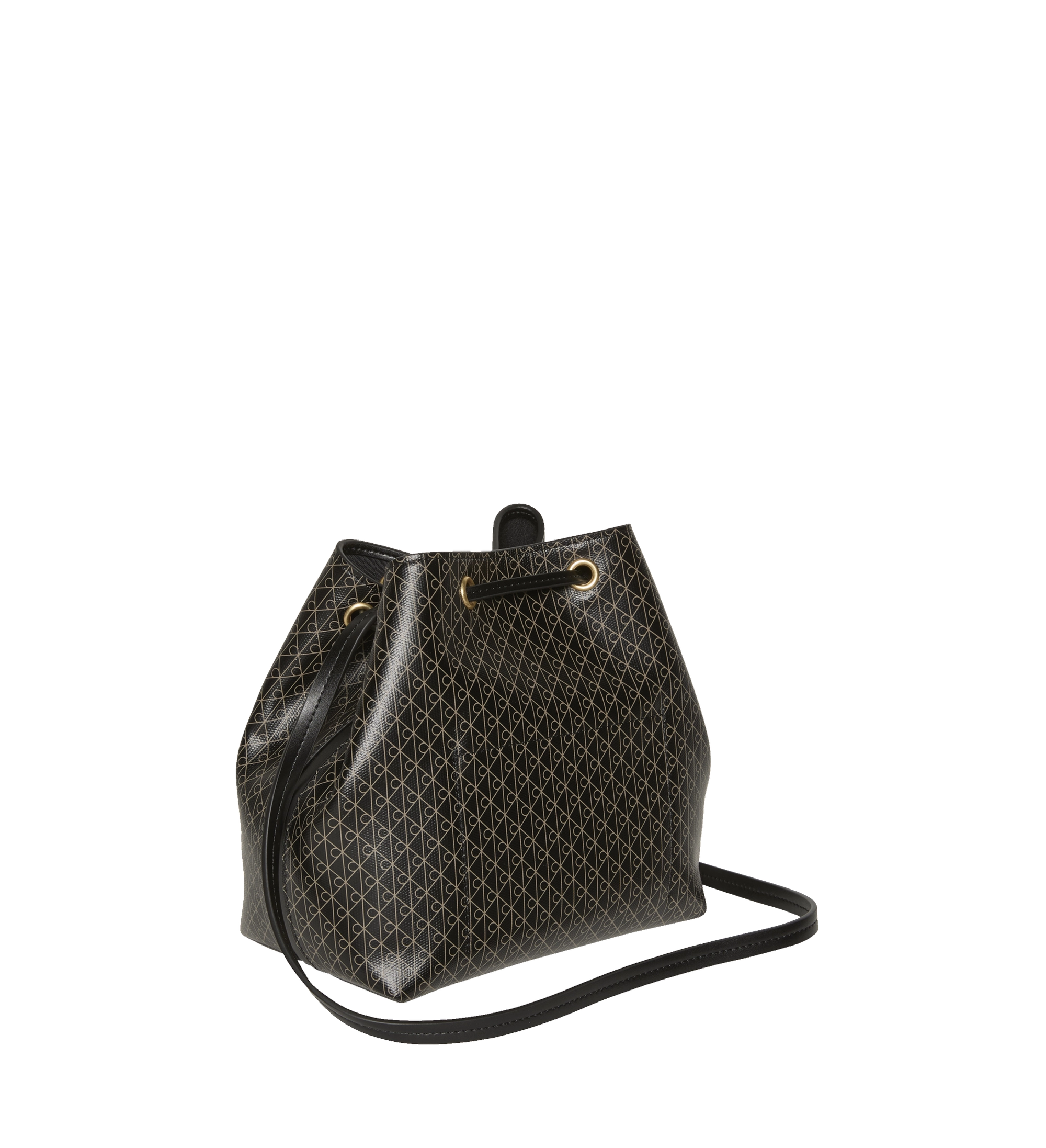 Calvin Klein Emblem Aop Drawstring Bucket Bag