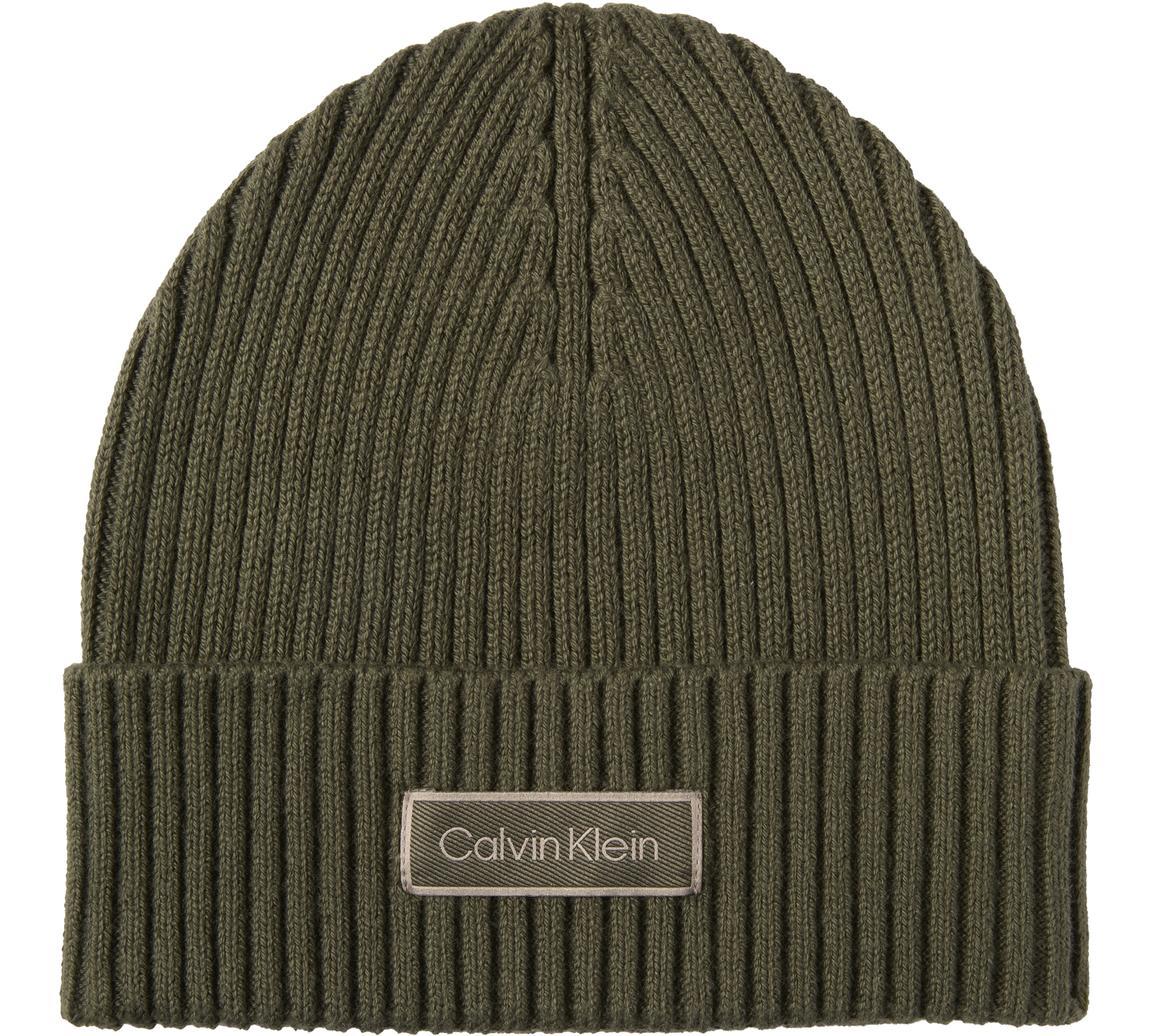 Calvin Klein Patch Chunky Rib Cotton Beanie Hat