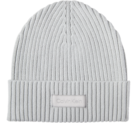 Calvin Klein Patch Chunky Rib Cotton Beanie Hat