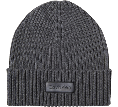 Calvin Klein Patch Chunky Rib Cotton Beanie Hat