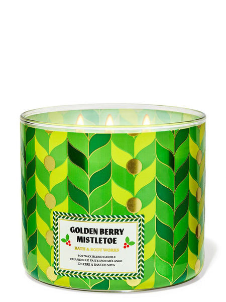 Bath & Body Works Golden Berry Mistletoe 3-Wick Scented Candle
