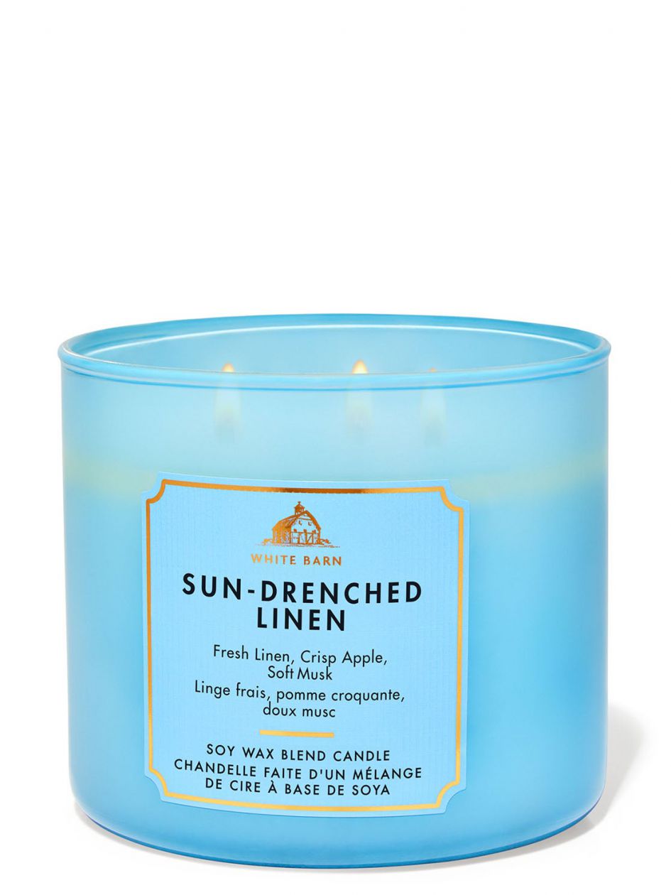 White Barn Sun-Drenched Linen 3-Wick Scented Candle