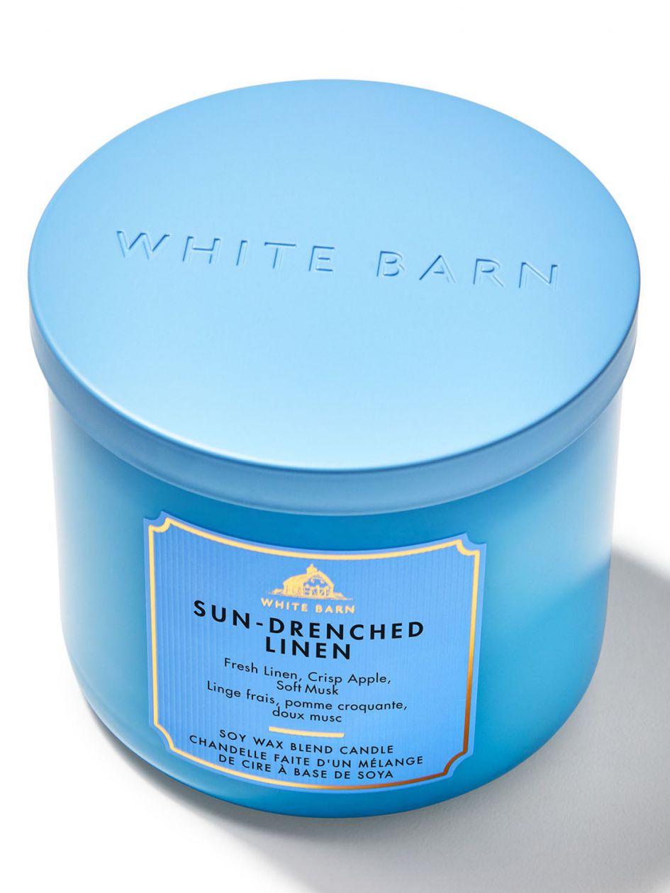 White Barn Sun-Drenched Linen 3-Wick Scented Candle