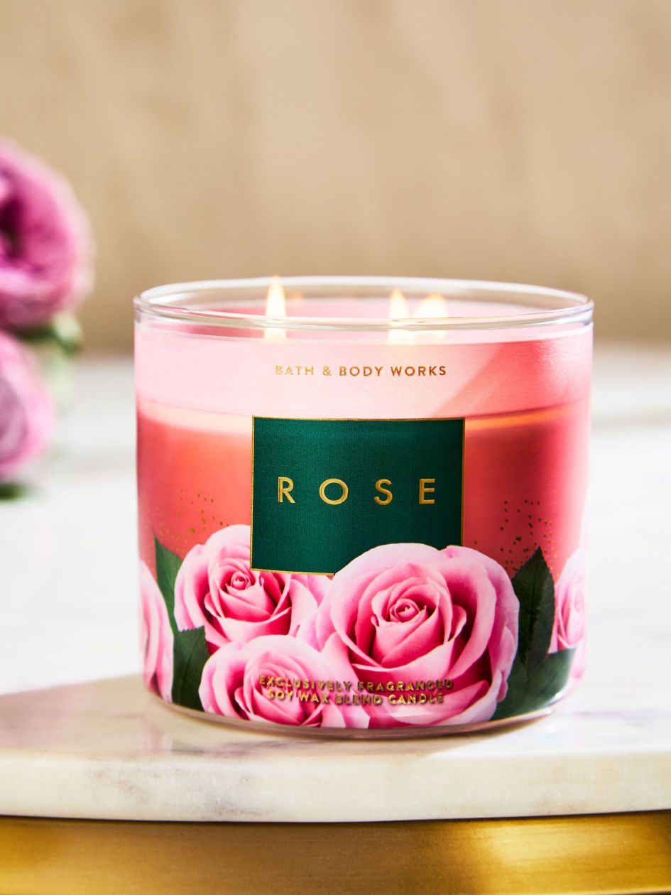 Bath & Body Works Rose 3-Wick Scented Candle