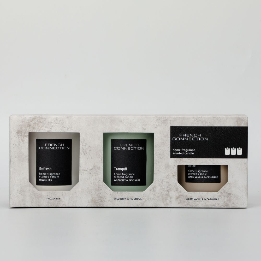 طقم هدية فرنش كونكشن Stone Range Trio Of Candles Gift Set