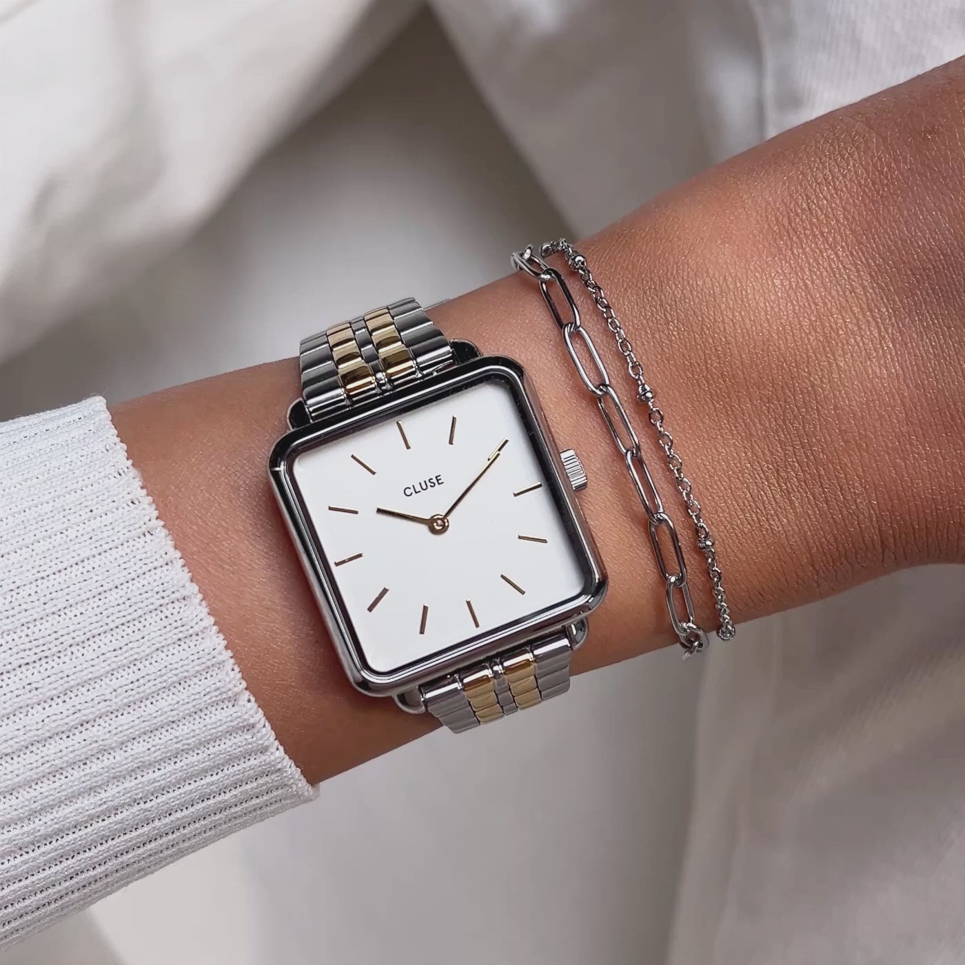 Cluse La Tétragone Watch and Bracelet Set