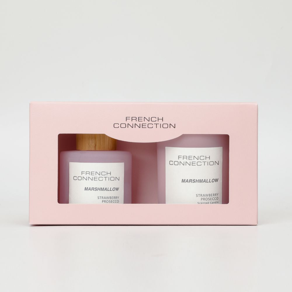 طقم هدية فرنش كونكشن Strawberry and Prosecco Candle And Diffuser Set