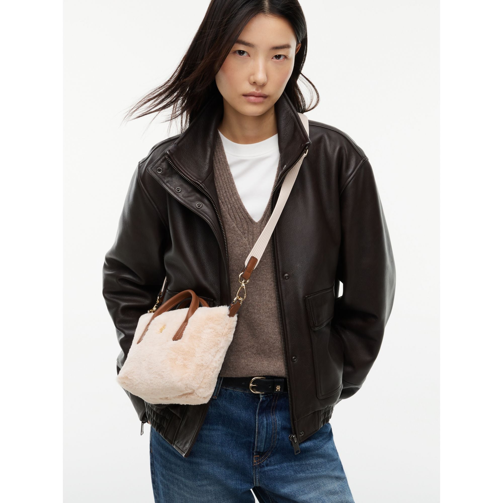 Tommy Hilfiger Popette Micro Tote Faux Fur Bag