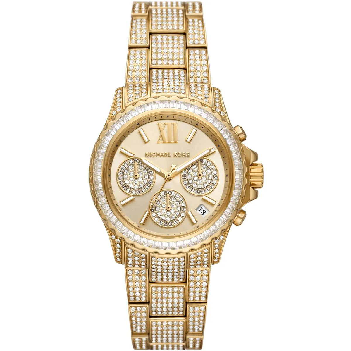 Michael Kors Everest Chronograph Crystals Gold Dial Gold Watch