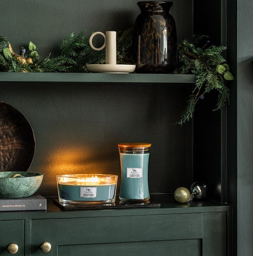 Woodwick Evergreen Cashmere Ellipse Jar Scented Candle