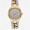 ساعة مايكل كورس Lennox Pavé Gold-Tone Curb-Link