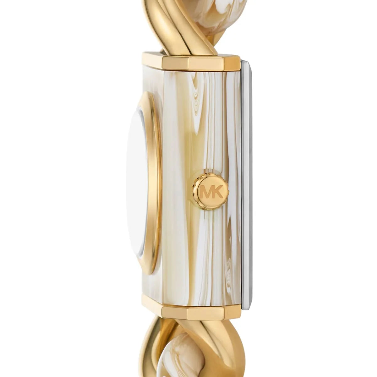 Michael Kors Petite Lock Pavé Gold-Tone and Acetate Chain Watch