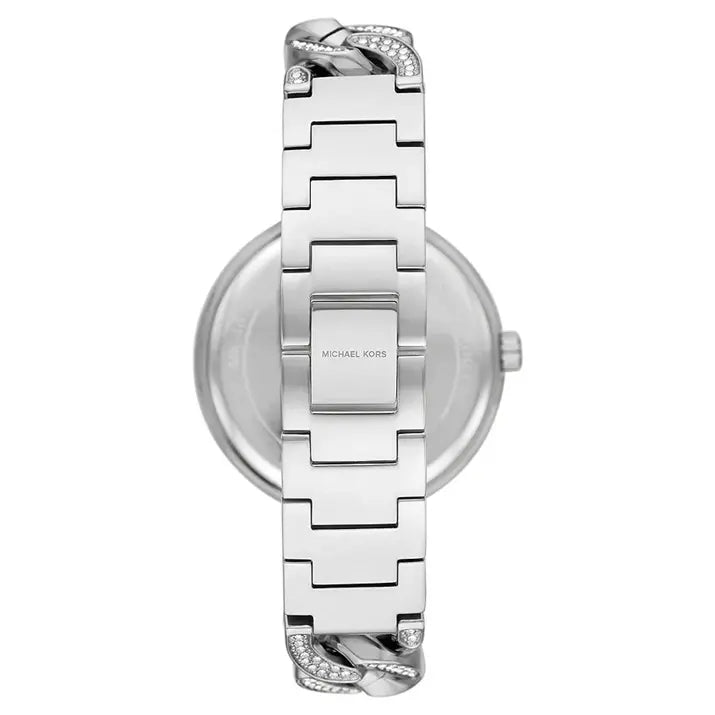 Michael Kors Catelyn Chain Pave Glitz Silver Crystal Watch