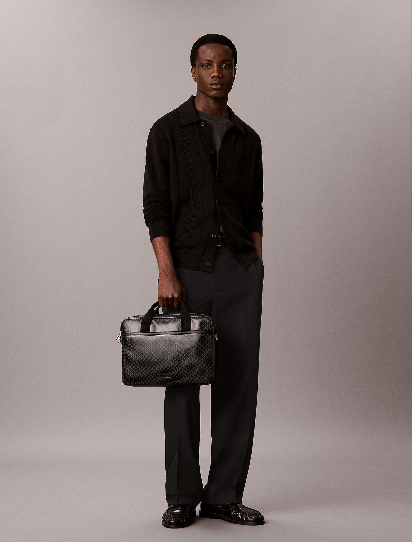 Calvin Klein Emblem Aop Coated Commuter Lapto Bag