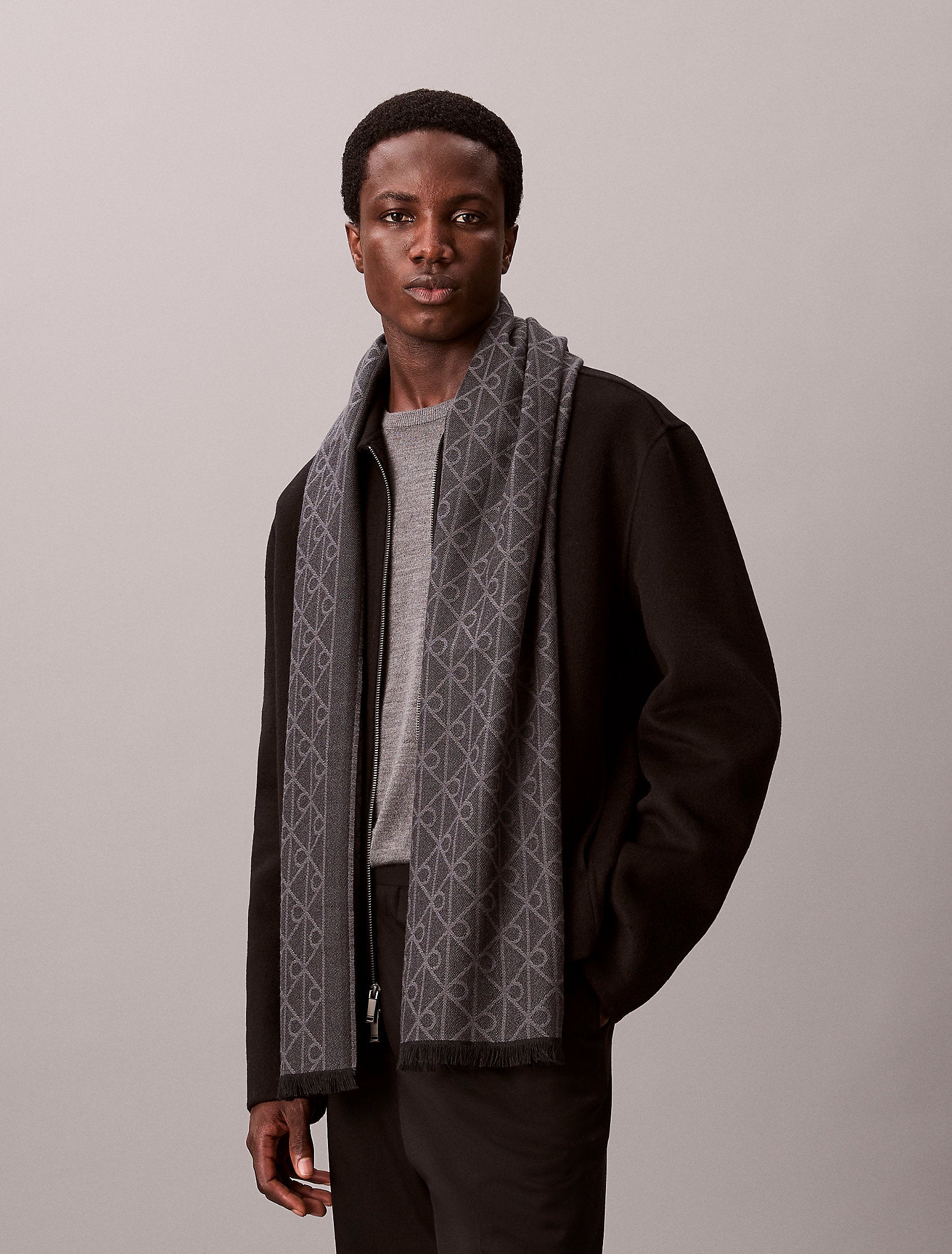 Calvin Klein Tonal Aop Wool Lw Scarf