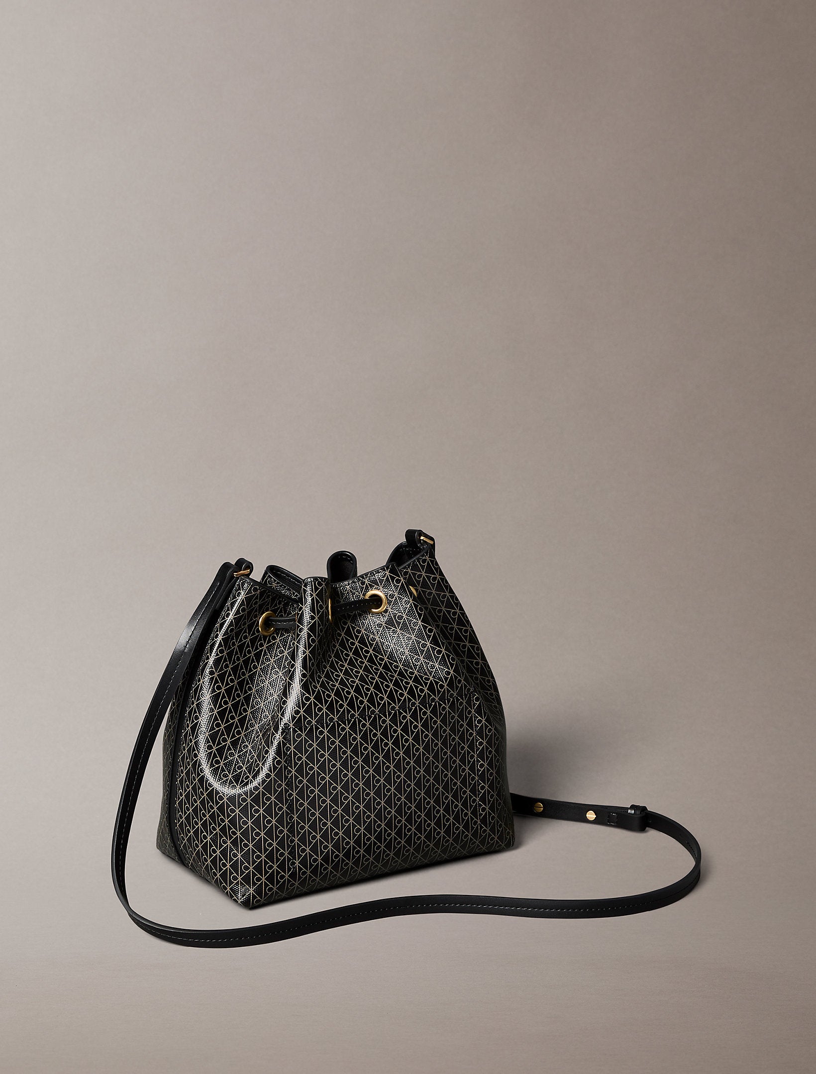 Calvin Klein Emblem Aop Drawstring Bucket Bag