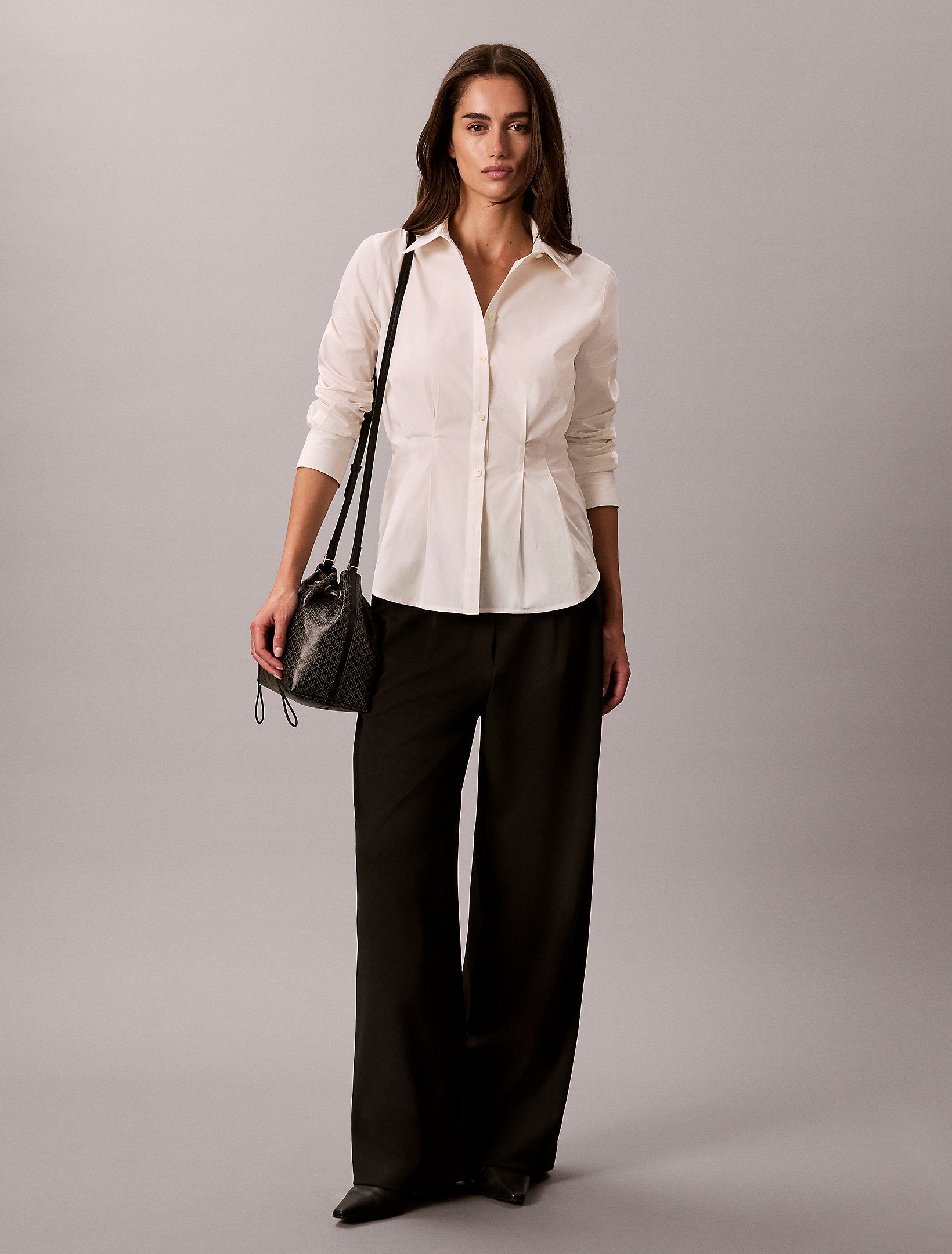 Calvin Klein Emblem Aop Drawstring Bucket Bag