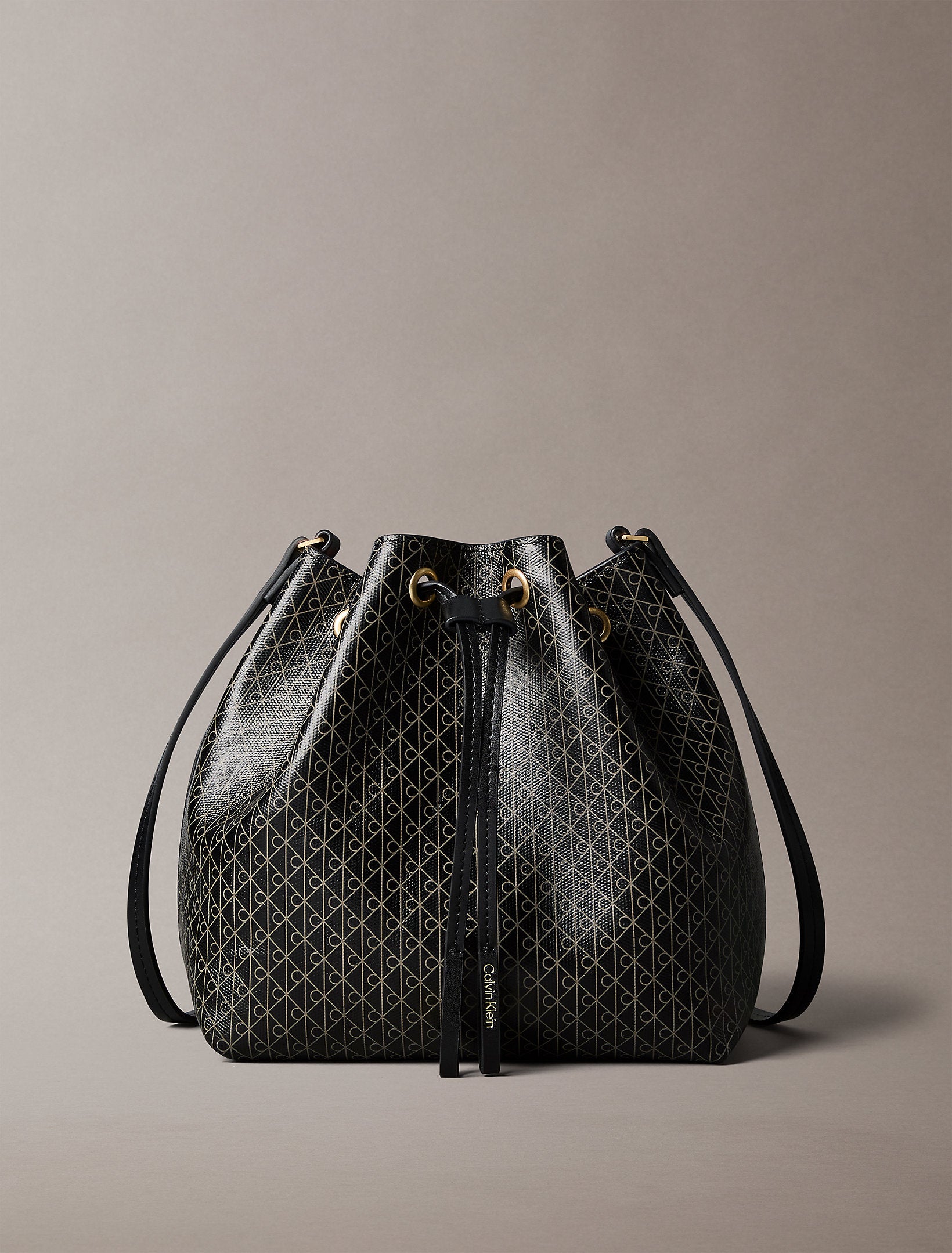 Calvin Klein Emblem Aop Drawstring Bucket Bag