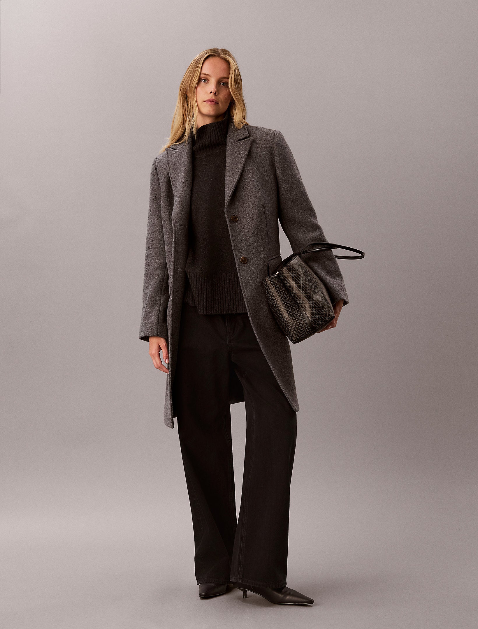 Calvin Klein Emblem Aop Medium Work Tote Bag