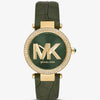 Michael Kors Parker Pavé Gold-Tone and Crocodile Embossed Leather Watch