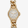 Michael Kors Petite Lock Pavé Gold-Tone and Tortoiseshell Acetate Chain Watch