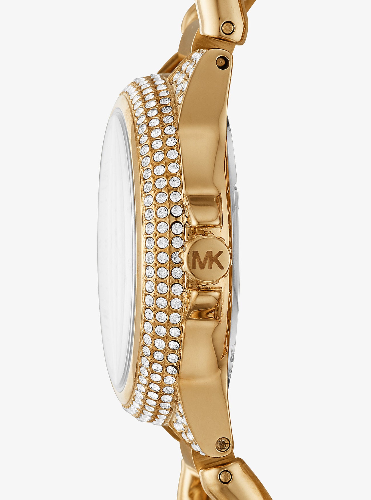 Michael Kors Petite Lock Pavé Gold-Tone and Tortoiseshell Acetate Chain Watch