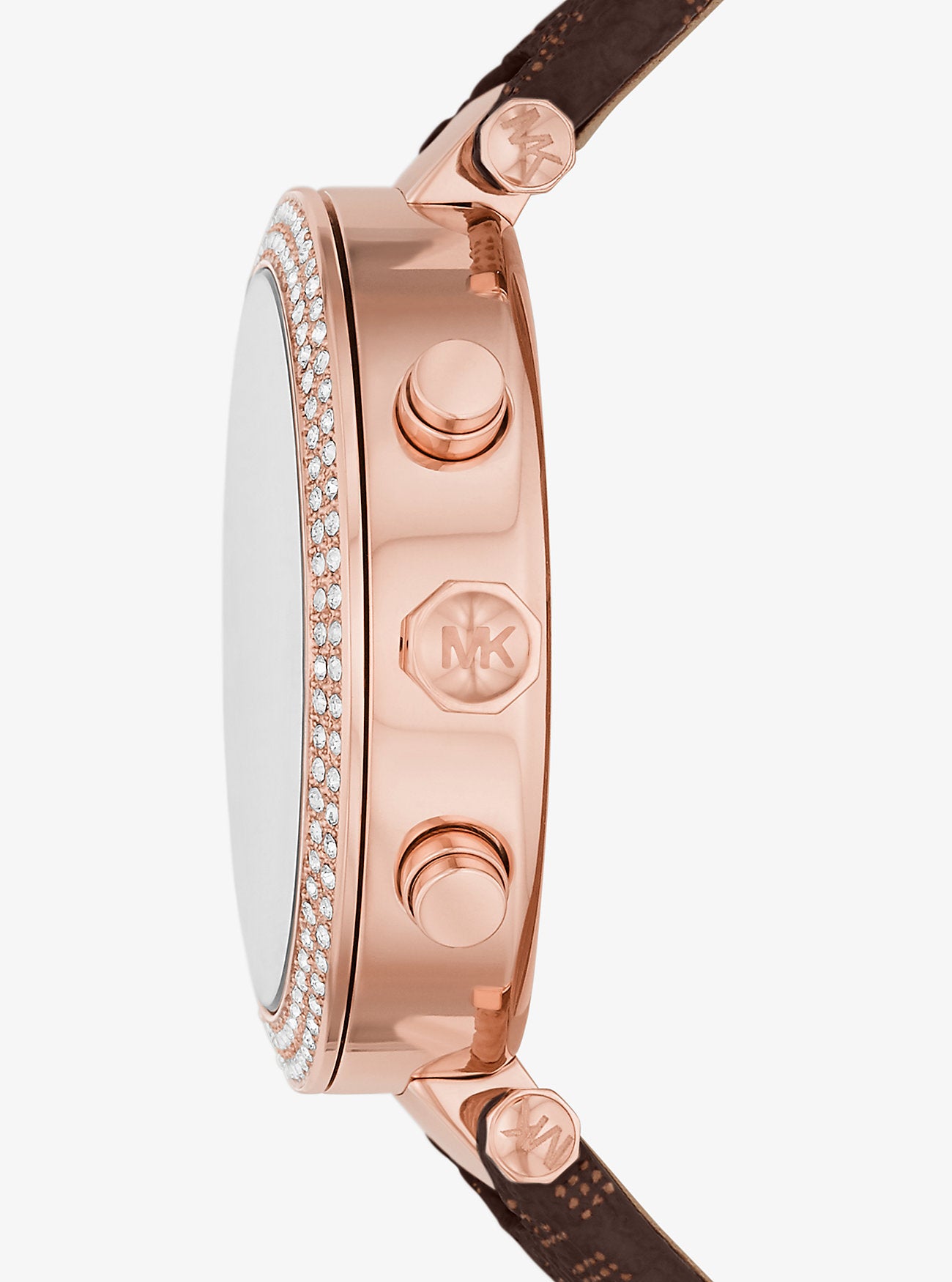 Michael Kors Parker Pavé Rose Gold-Tone and Logo Watch