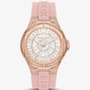 Michael Kors Lennox Pavé Rose Gold-Tone and Silicone Watch