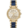 Michael Kors Parker Pavé Gold-Tone and Navy Acetate Watch
