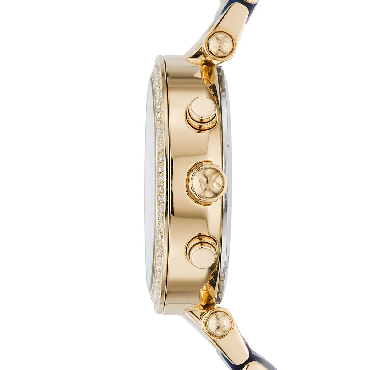 Michael Kors Parker Pavé Gold-Tone and Navy Acetate Watch