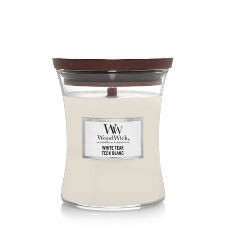 Woodwick White Teak Medium Scented Candle