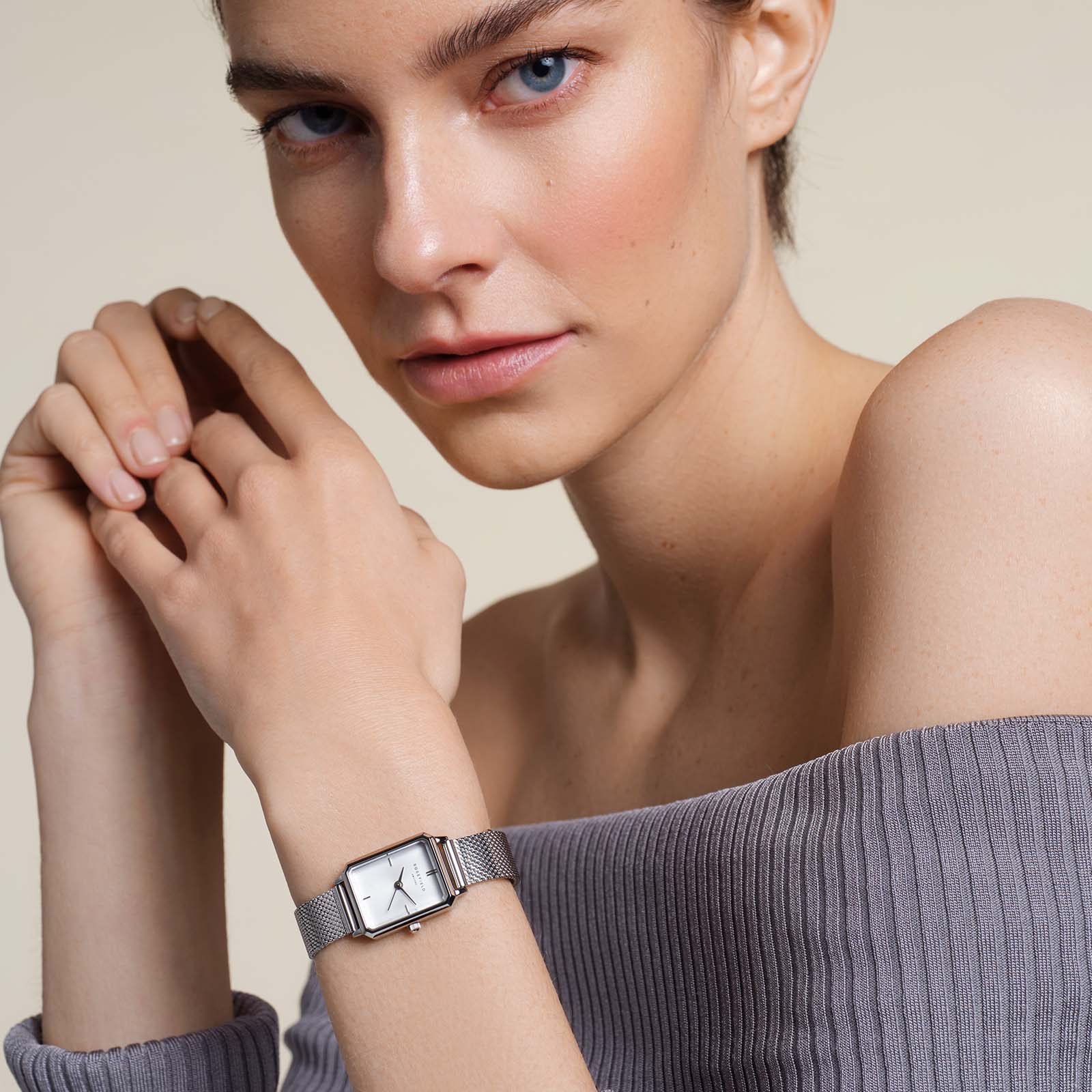 ساعة روزفيلد Octagon Xs Mesh Silver